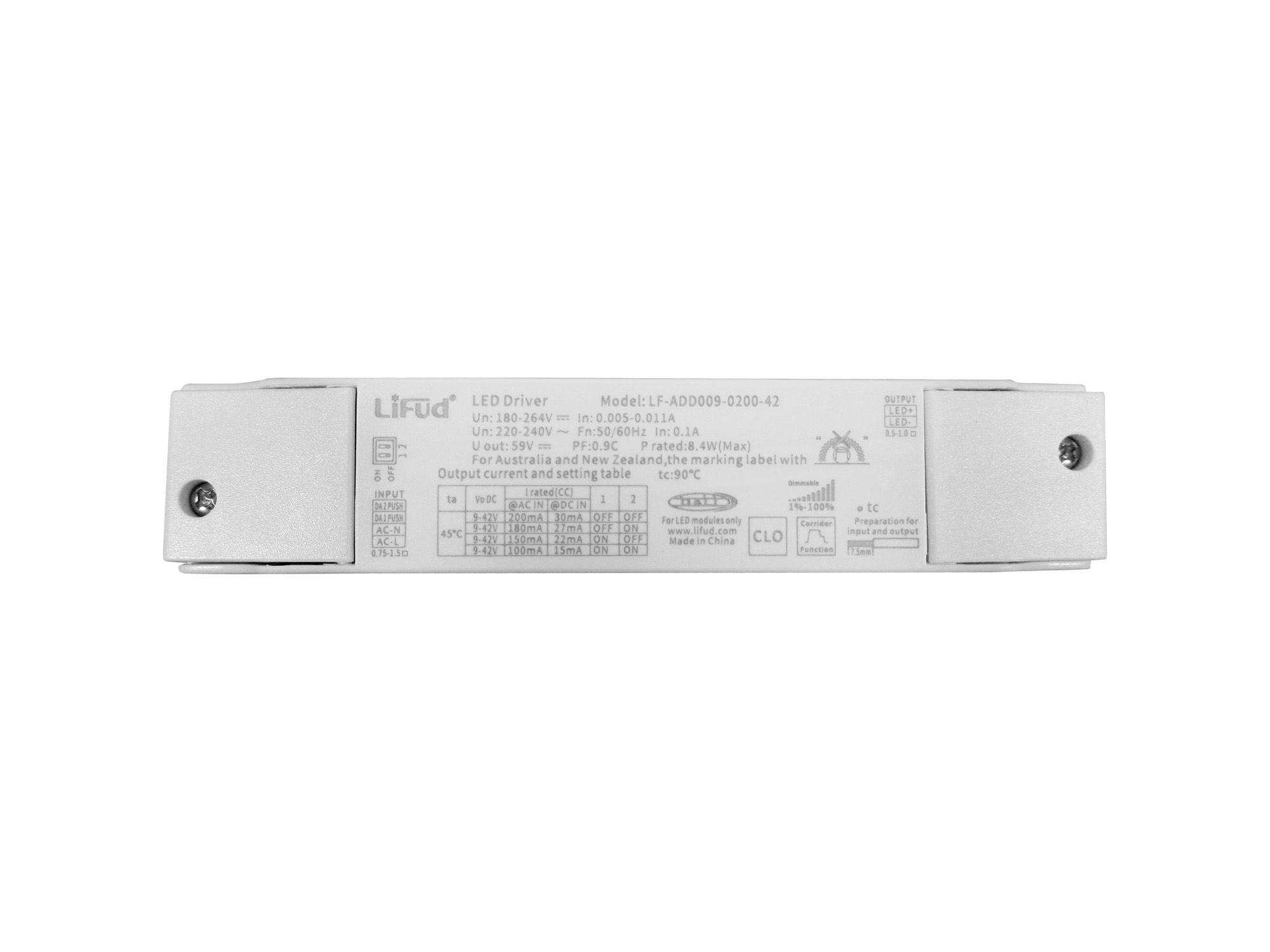 Tampa, 8W, 100/150/180/200mA, LED Driver, Dali / Push Dim, 3yrs Warranty