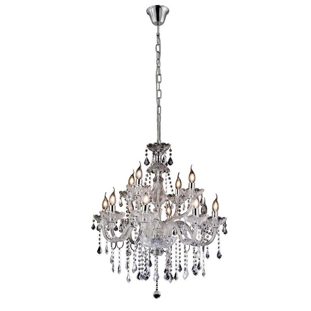 Tiana Pendant 2 Tier 12 Light E14 Polished Chrome/Glass/Crystal