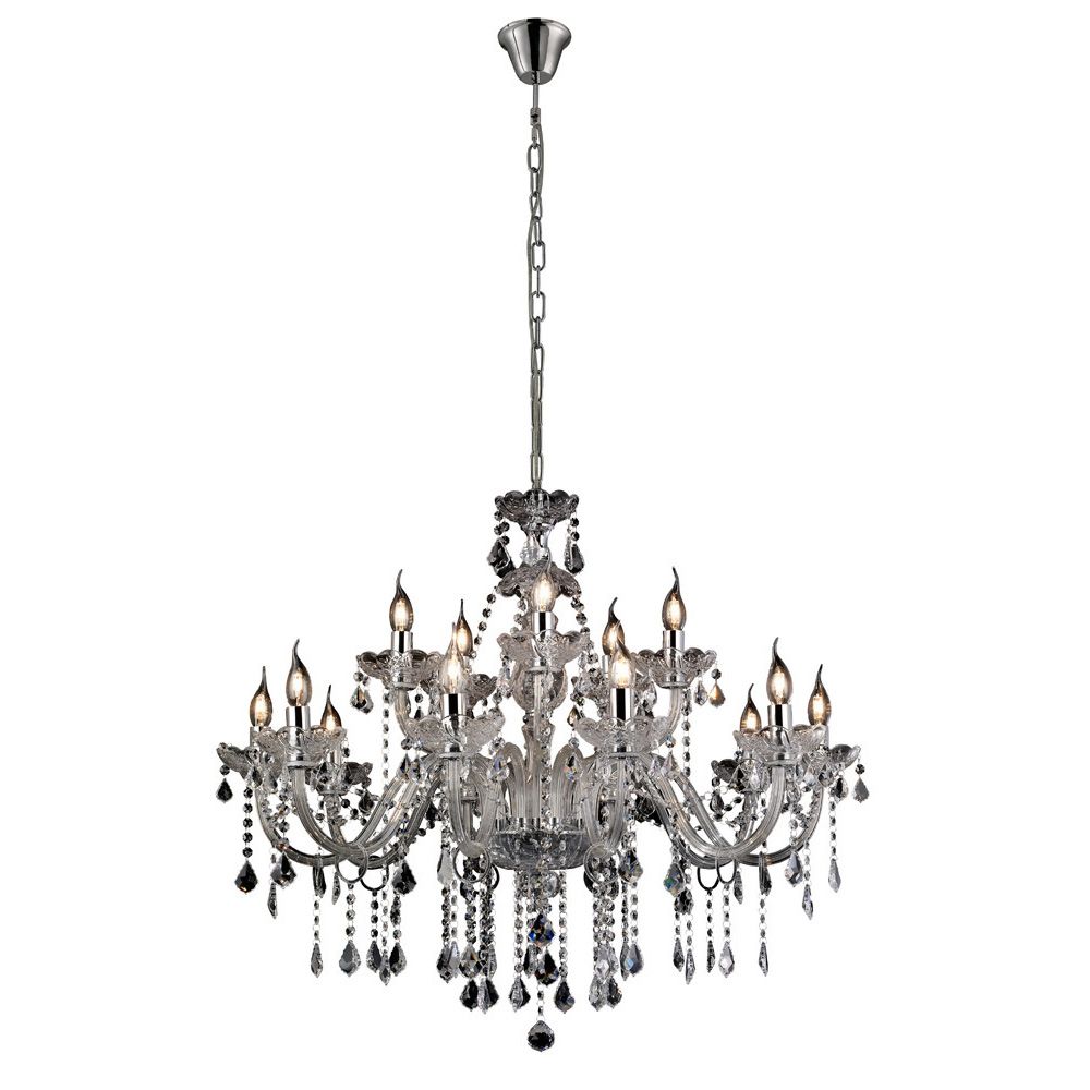 Tiana Pendant 2 Tier 15 Light E14 Polished Chrome/Glass/Crystal Item Weight: 19kg