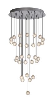 Trias 62cm 30 Light G9 Bubble Glass 10 x 3m / 4m / 5m Round Multiple Pendant Polished Chrome / Clear Glass Item Weight: 45.6kg