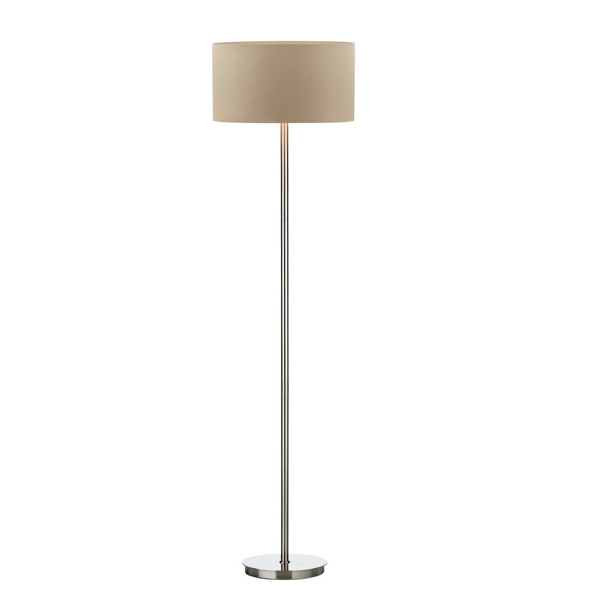 Cebolla 1 Light E27 Satin Chrome Floor Lamp With Foot Switch C/W Danza Taupe Faux Silk 40cm Armario Shade