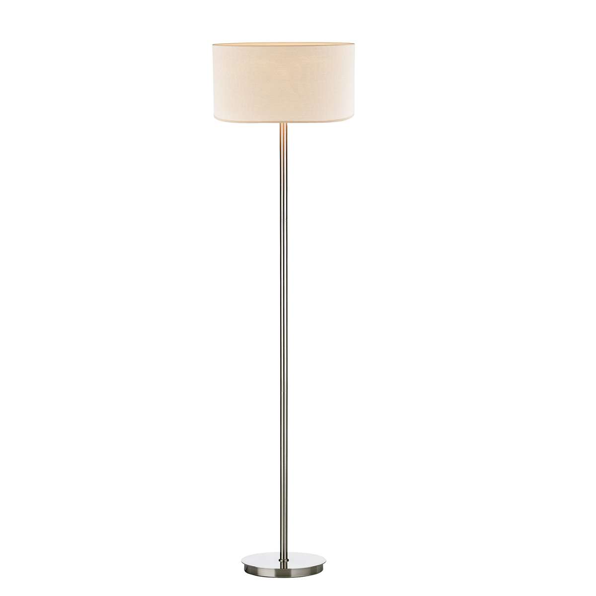 Cebolla 1 Light E27 Satin Chrome Floor Lamp With Foot Switch C/W Chalote Taupe Cotton 40cm Armario Shade