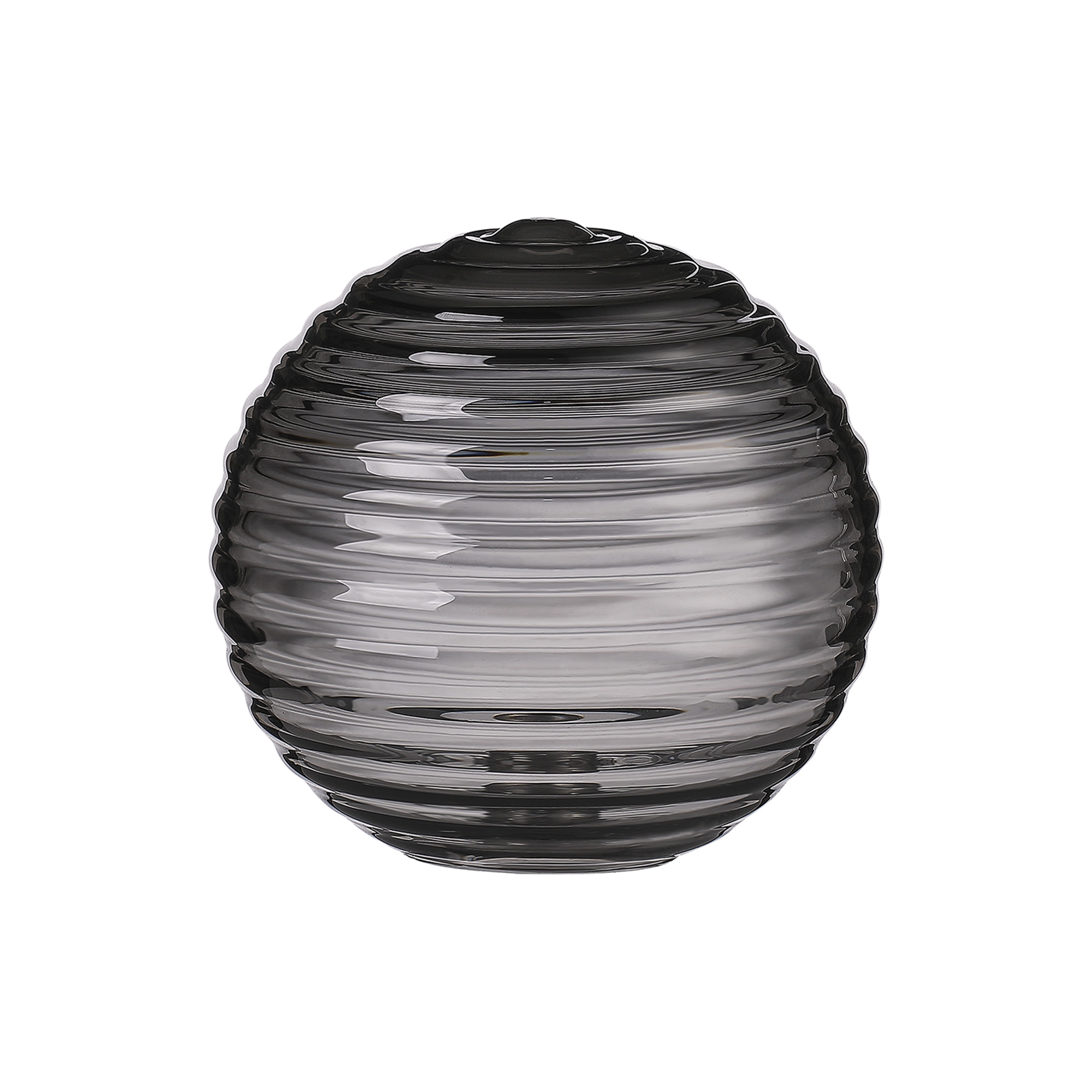 Tuscan 12cm Ribbed Round Glass Shade (B), Smoke