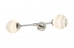 Tuscan Ceiling/Wall Light Linear, 2 Light G9, IP44, Polished Nickel/Grey/White Round Marble Effect Glass