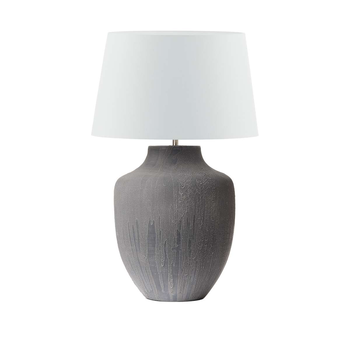 Guaba 1 Light E27 Textured Leyenda Table Lamp With Inline Switch C/W Fuego Pulque Faux Silk Tapered 40cm Armario Shade