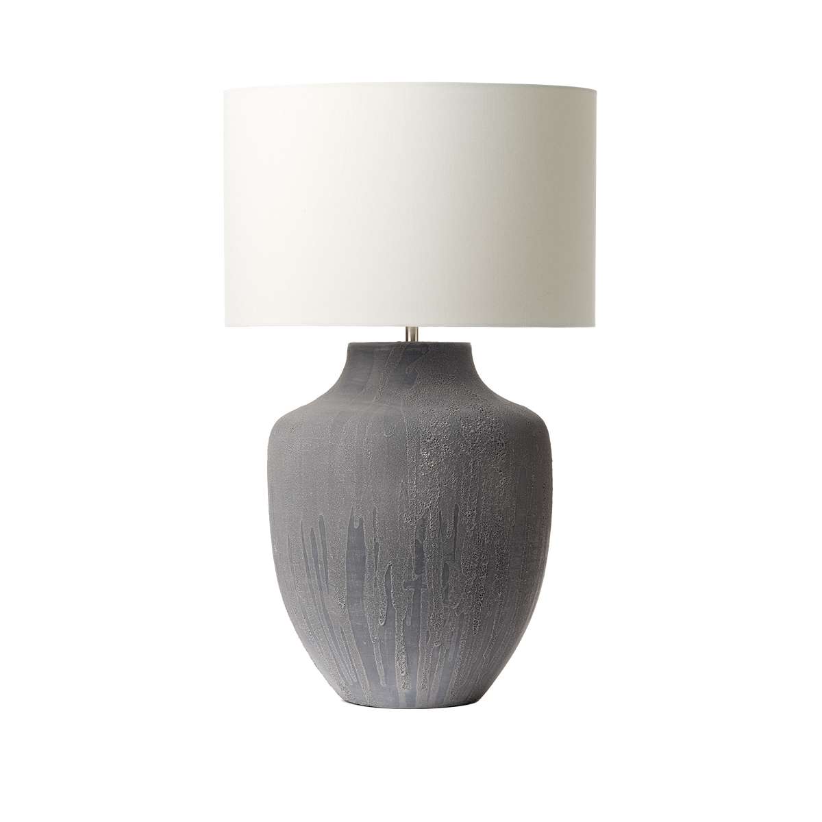 Guaba 1 Light E27 Textured Leyenda Table Lamp With Inline Switch C/W Ciclón Pulque Cotton 38cm Armario Shade