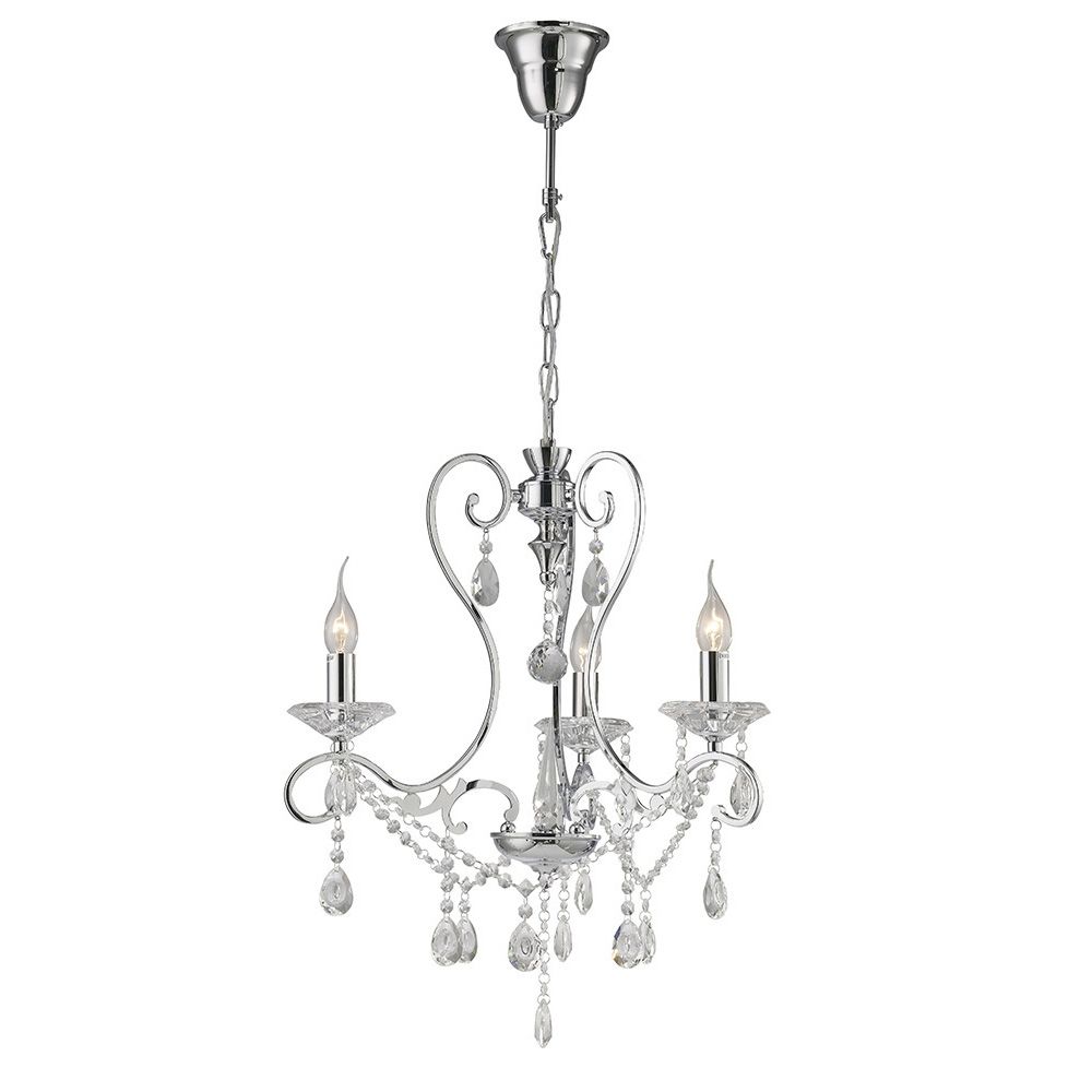 Vela 54cm Pendant 3 Light E14 Polished Chrome/Crystal