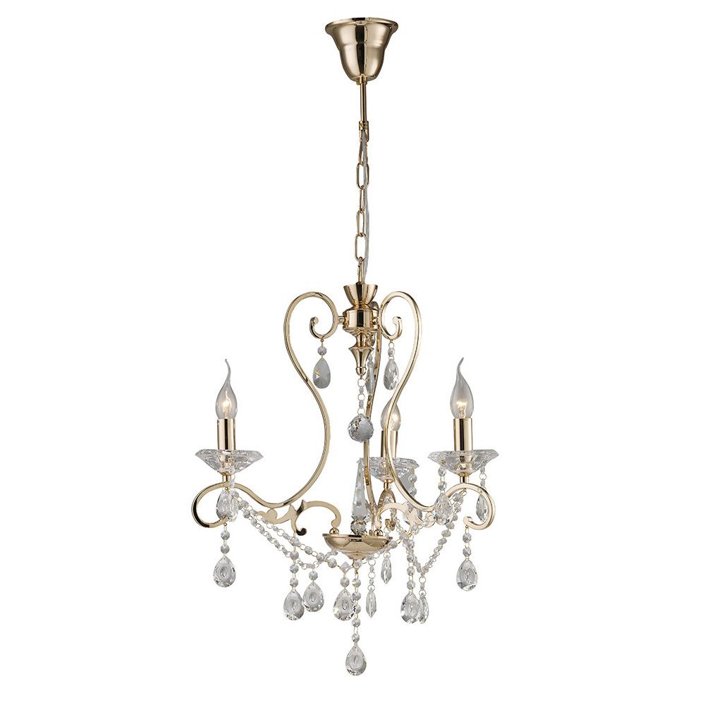 Vela 54cm Pendant 3 Light E14 French Gold/Crystal