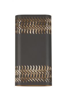 Velluto Wall Lamp With 160 x 305mm Mesh Waves Pattern Shade, 2 x 6.5W LED, 3000K, 900lm, IP65, Anthracite, 3yrs Warranty