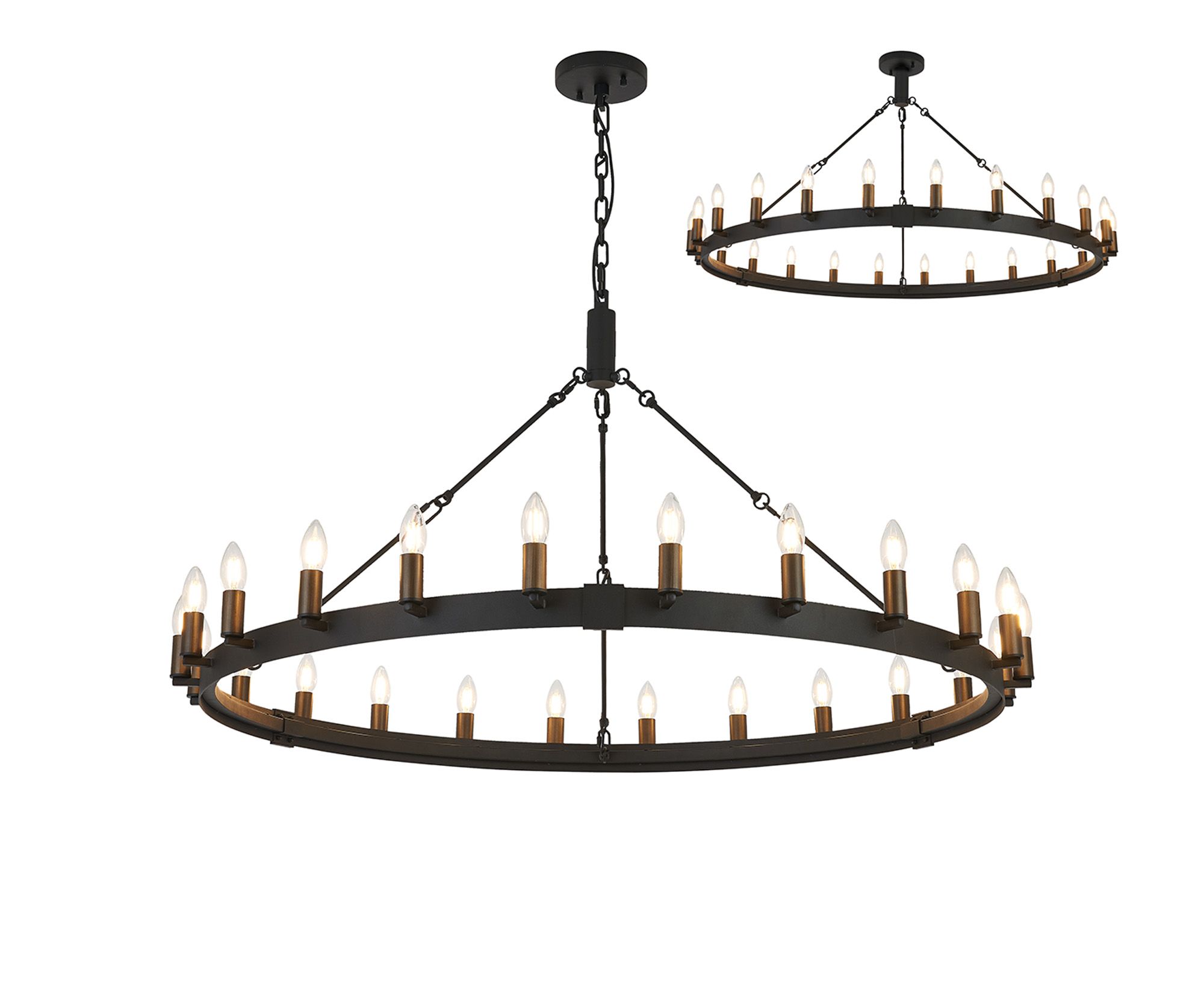 Vertex 1.3m Semi Flush/Pendant, 24 Light E14, Satin Black/Matt Bronze (ITEM REQUIRES CONSTRUCTION)