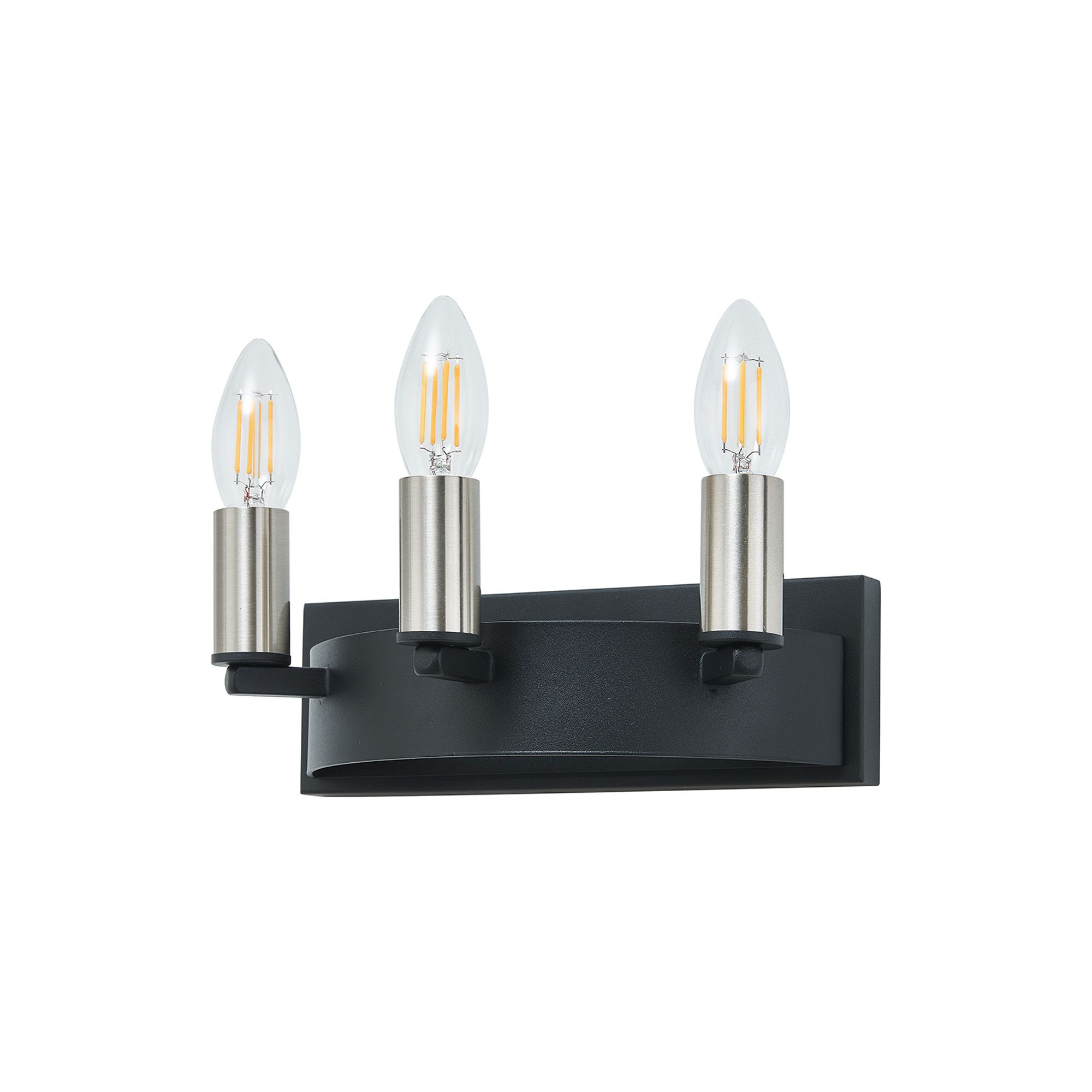 Vertex Wall Lamp, 3 Light E14, Satin Black/Satin Nickel