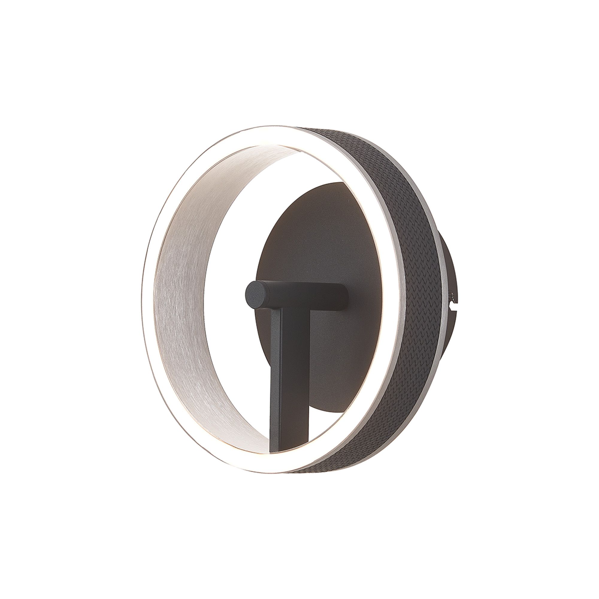 Vetro Wall Light, 18W LED, Remote Control Tuneable White 3000-6000K, 1100lm Black Faux Leather/Brushed Antique Silver, 3yrs Wrnty