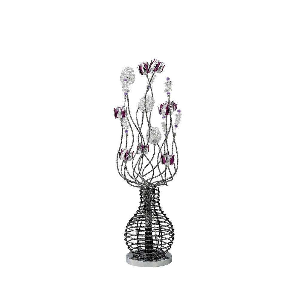 (DH) Viola Crystal Table Lamp 5 Light G4 Black/Purple/Chrome, NOT LED/CFL Compatible