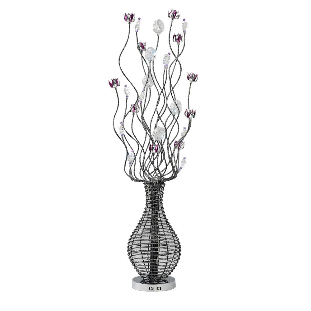 (DH) Viola Floor Lamp 7 Light G4 Black/Purple/Chrome/Crystal, NOT LED/CFL Compatible