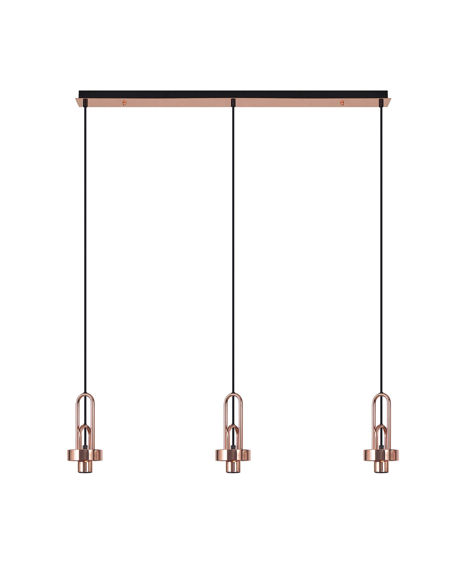 Vista Linear 3 Light Pendant, (FRAME ONLY), 3 x E27, Copper/Matt Black