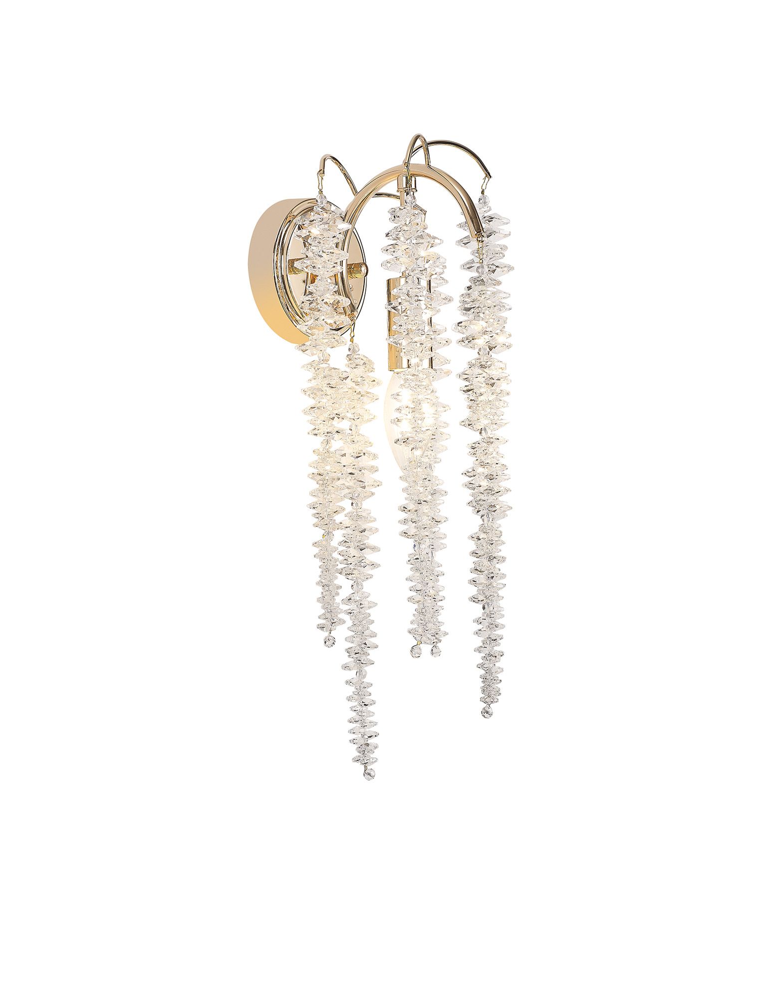 Wisteria Wall Lamp, 1 Light E14, French Gold / Crystal