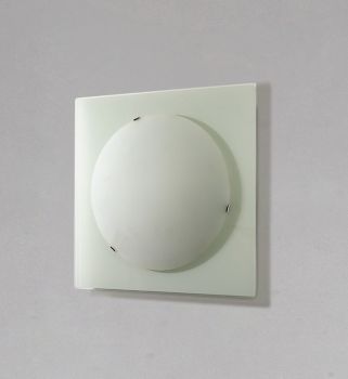 Zara Flush Fitting Small Square 1 Light Satin Nickel/Opal Glass
