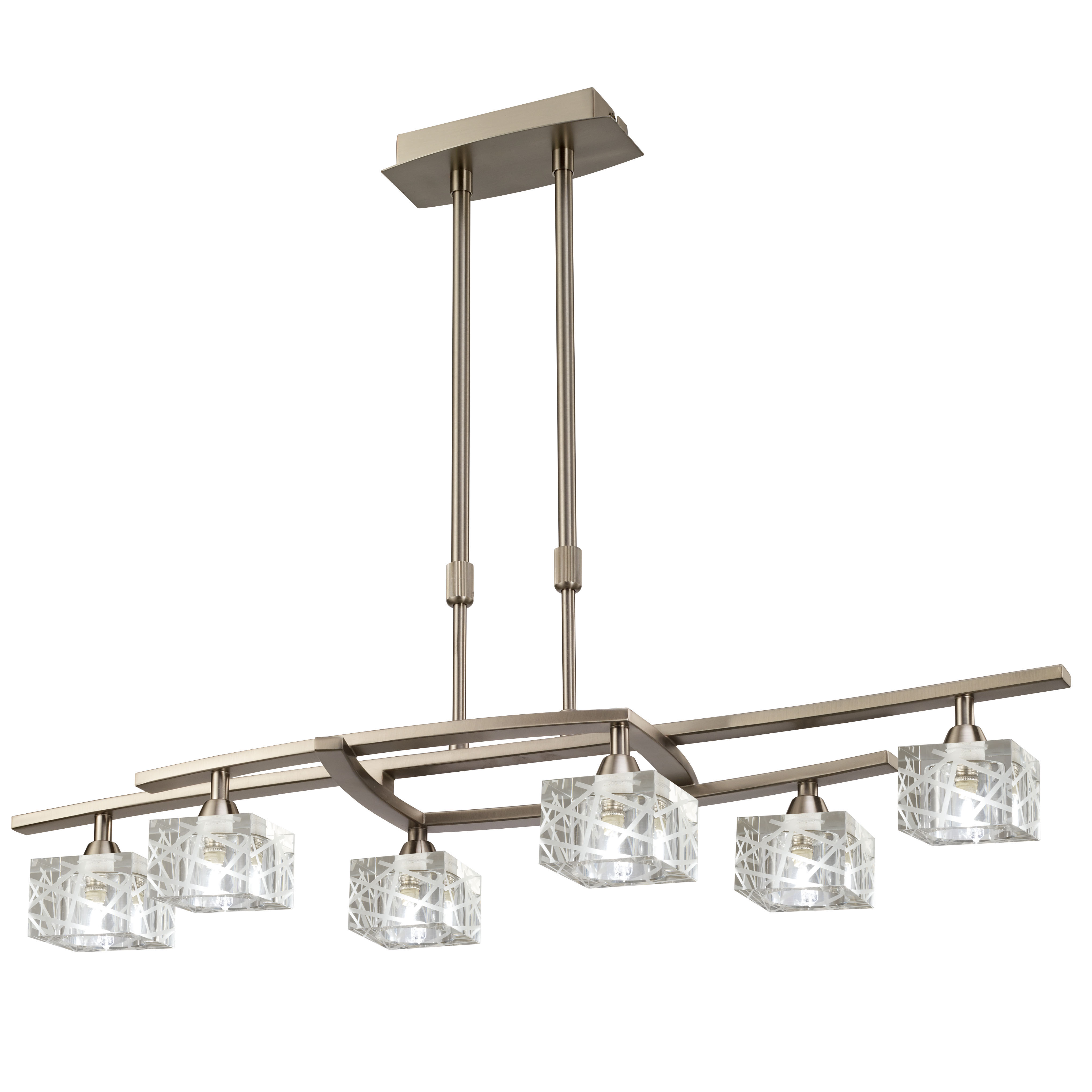 Zen Telescopic Semi Flush Convertible 6 Light G9, Satin Nickel