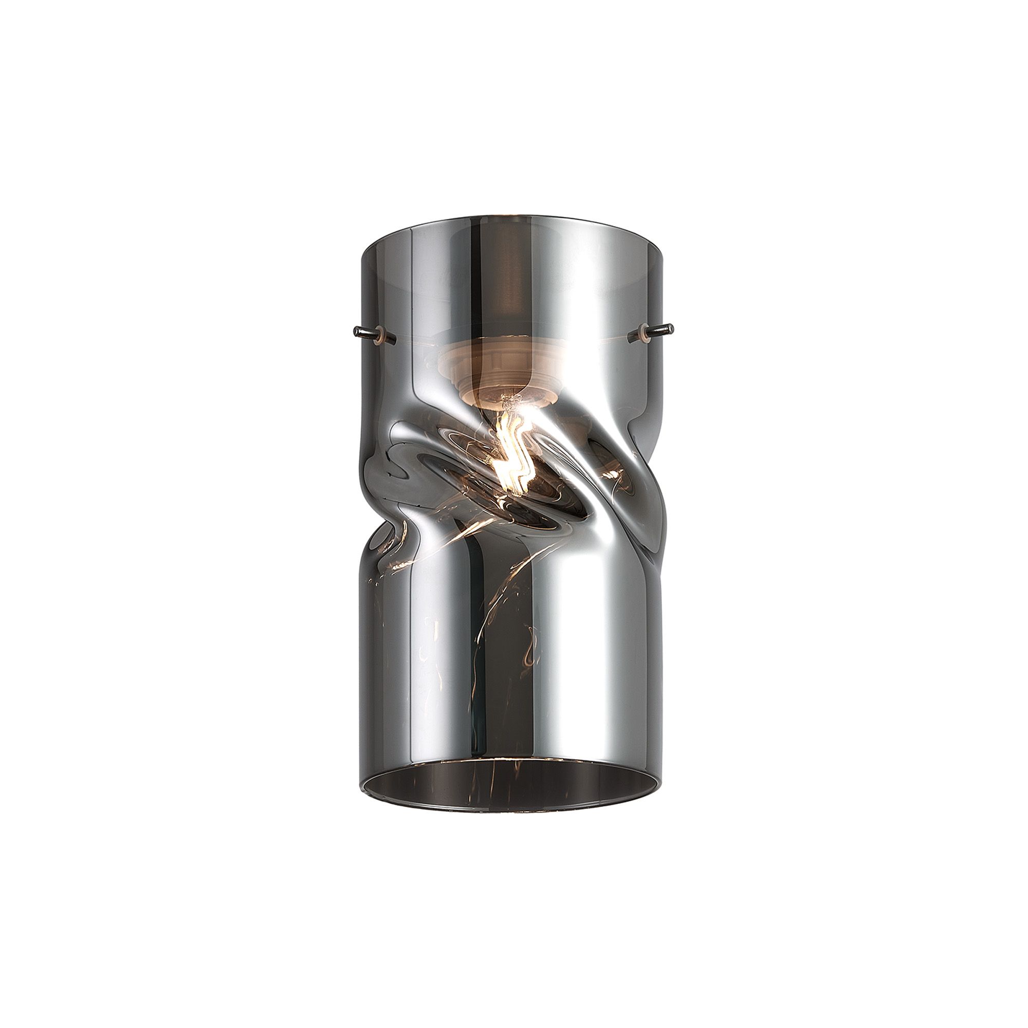 Cody 12x22cm Twisted Cylinder Chrome Glass (AA), Shade c/w Polished Chrome 3 Rod Suspension Plate