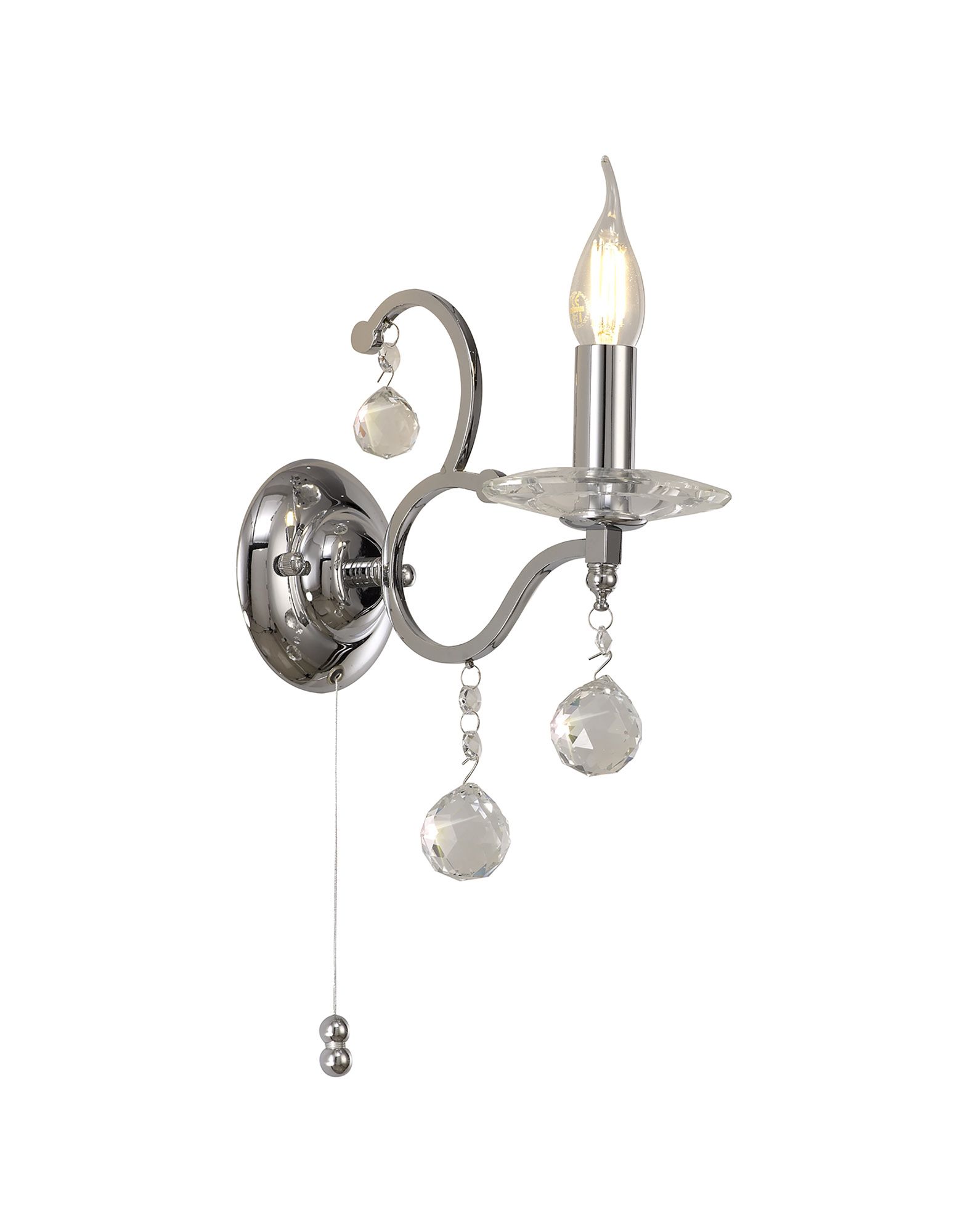 Zinta Wall Lamp Switched 1 Light E14 Polished Chrome/Crystal