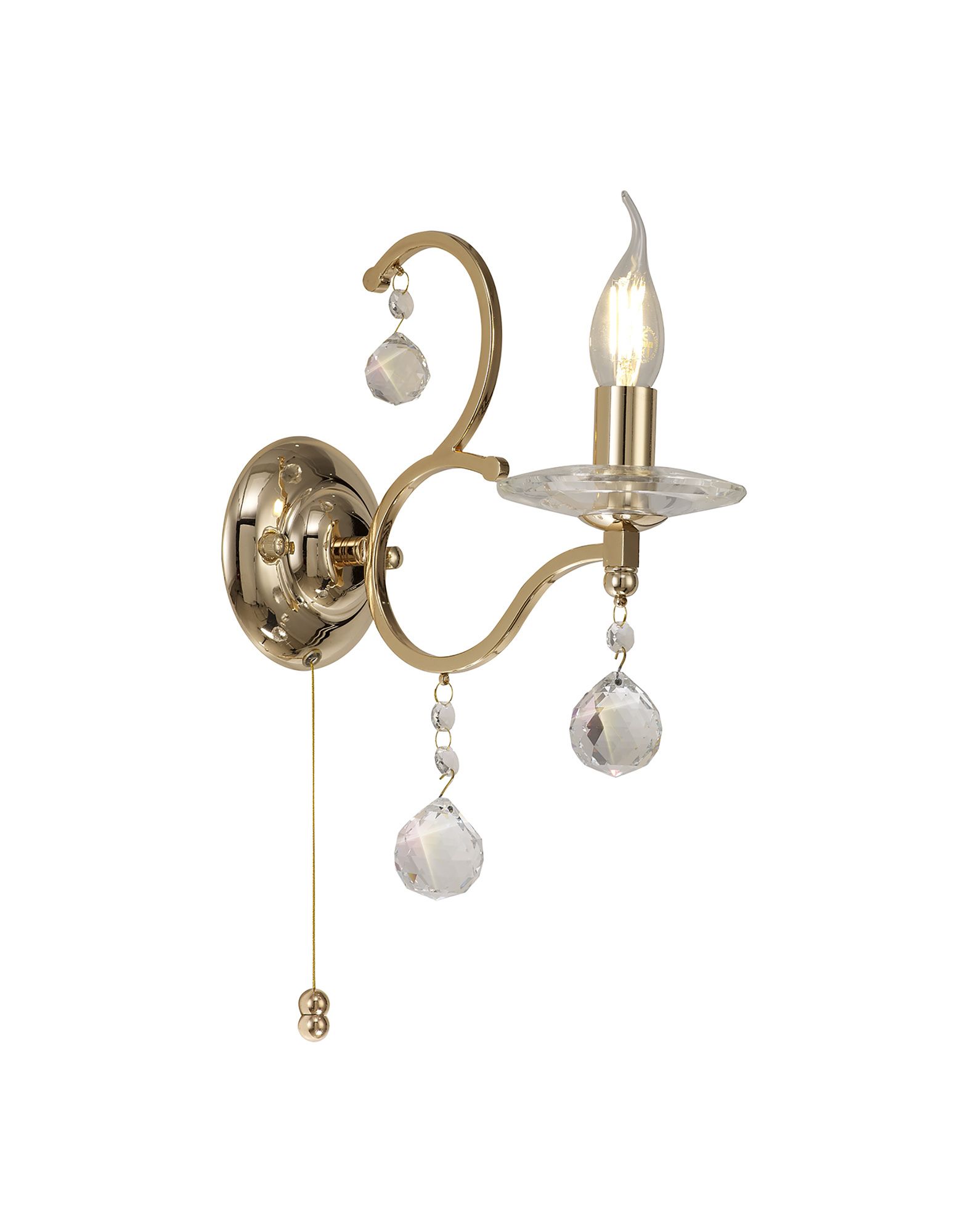 Zinta Wall Lamp Switched 1 Light E14 French Gold/Crystal